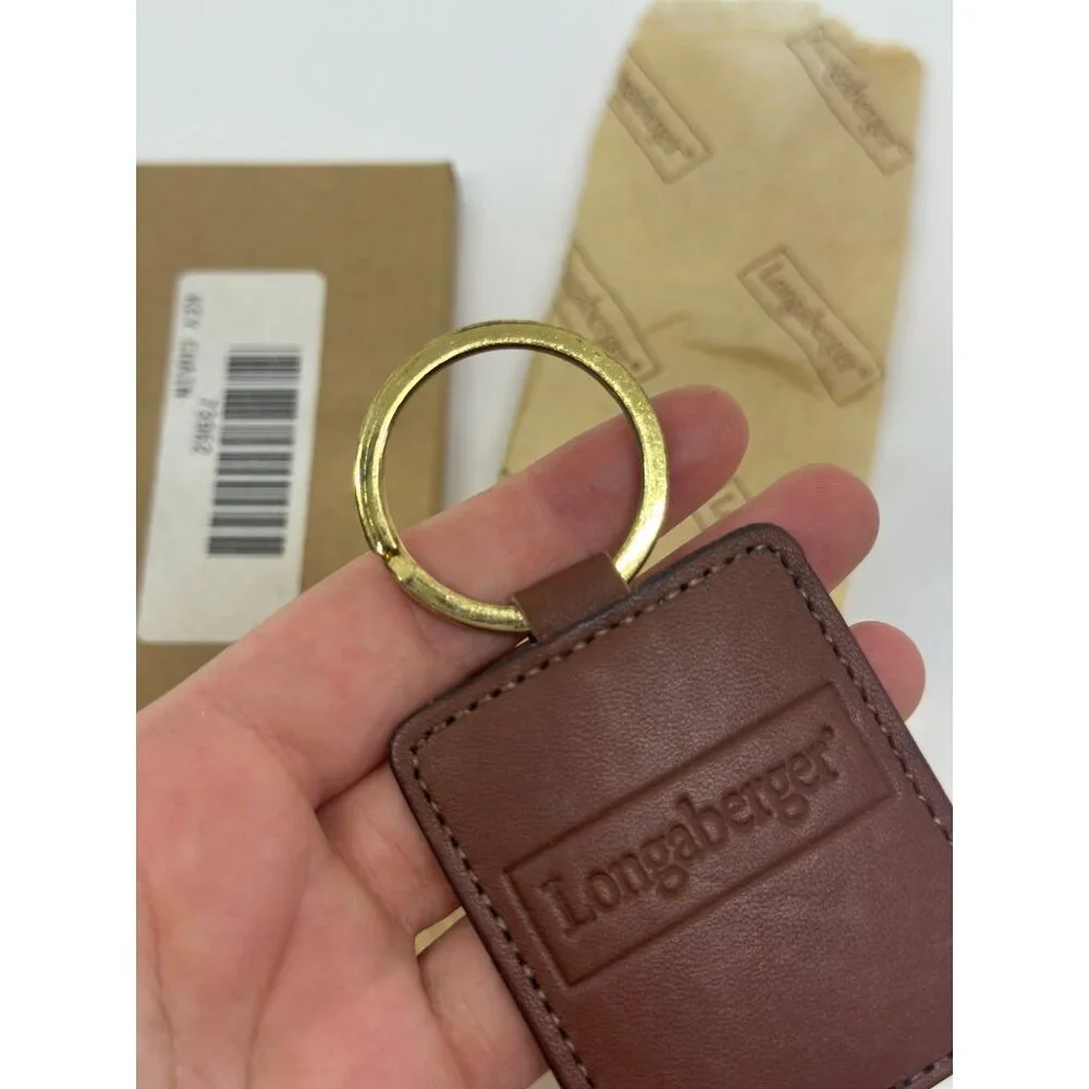 Longaberger‎ Brown Leather Keychain – Gold-Tone Ring, 3